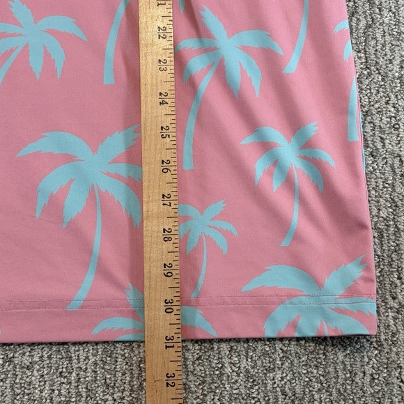 Waggle Golf Polo Shirt Men's 2XL Pink Teal Palm Tree Print Performance Stretch - Picture 7 of 7